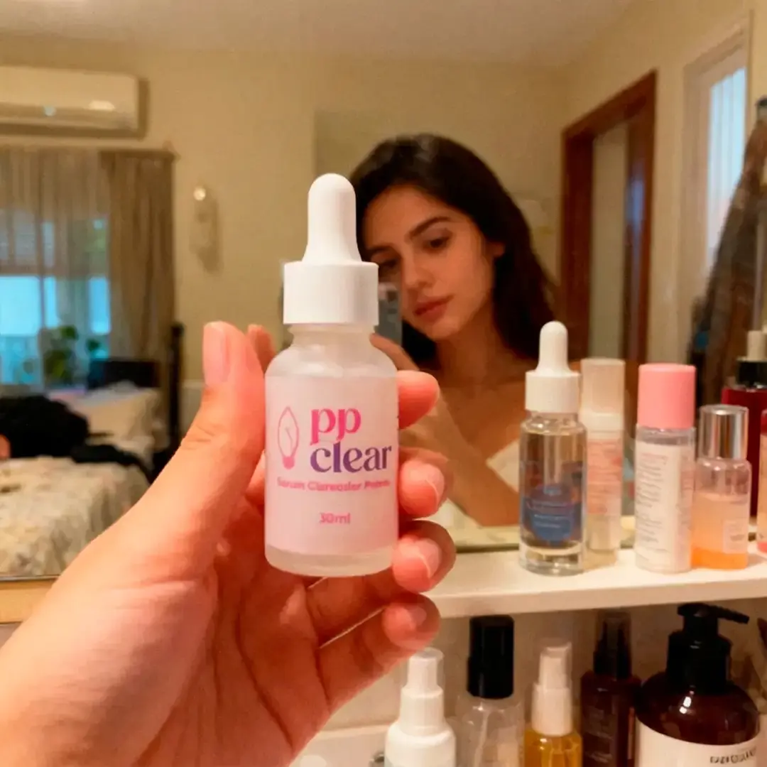 Camila mostrando produto